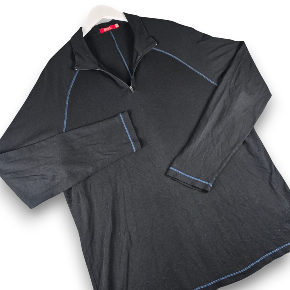 Agave Denim Astoria Mens XL Black Cotton Modal Quarter Zip Pullover Long Sleeve